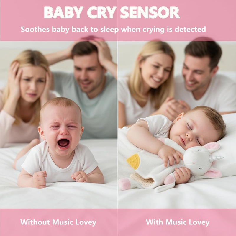 BEREST Unicorn Baby Sleep Soother 4-in-1 Sound Machine with Heartbeat & White Noise|Security Blanket & Pacifier Holder|Soothing Plush Toy for Newborns|Perfect Baby Registry Essential & Christmas Gift - Image 3